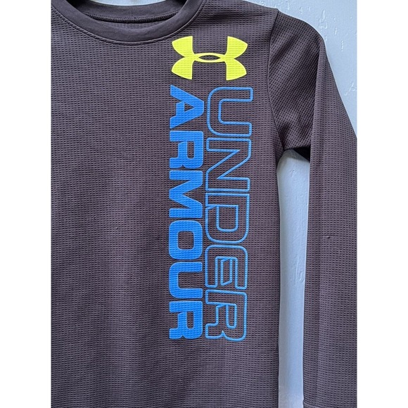 Under Armour Waffle Boy Size 7 Dark Grey All Season Gear Long Sleeve Spell Out - Picture 9 of 16